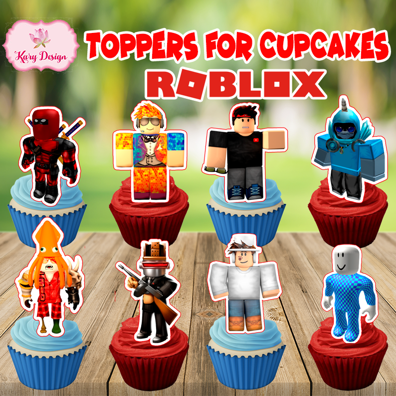 Mega Kit Cortadores Tema Roblox + Logo Símbolos Cupcake 5cm