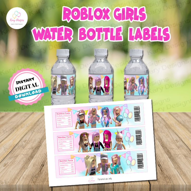 ROBLOX GIRLS WATER BOTTLE LABELS - Kary Designs