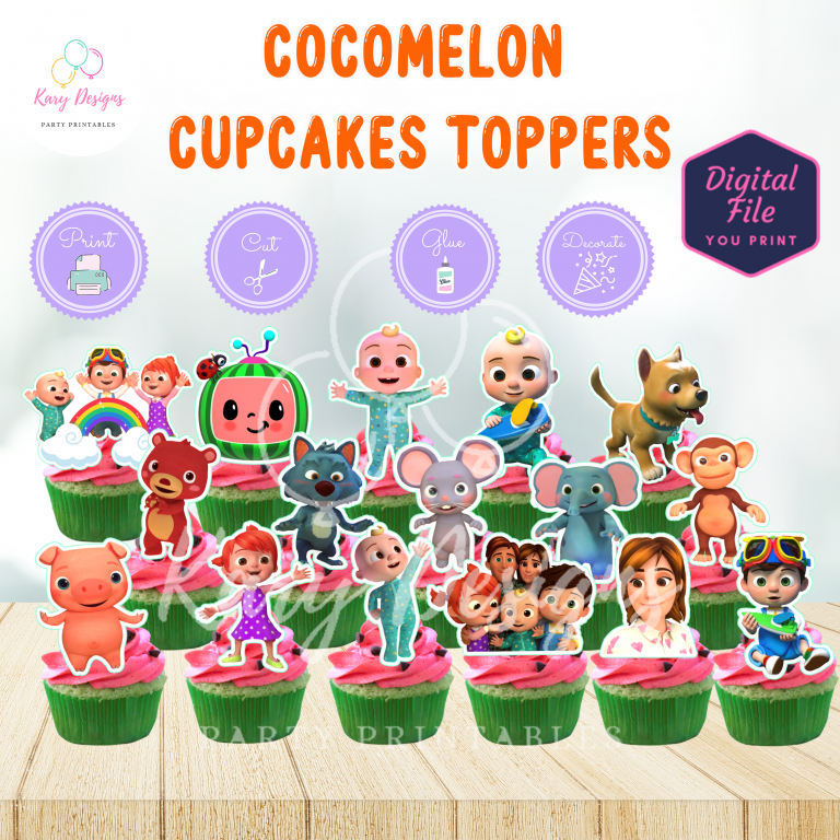Cocomelon cupcakes toppers kary designs