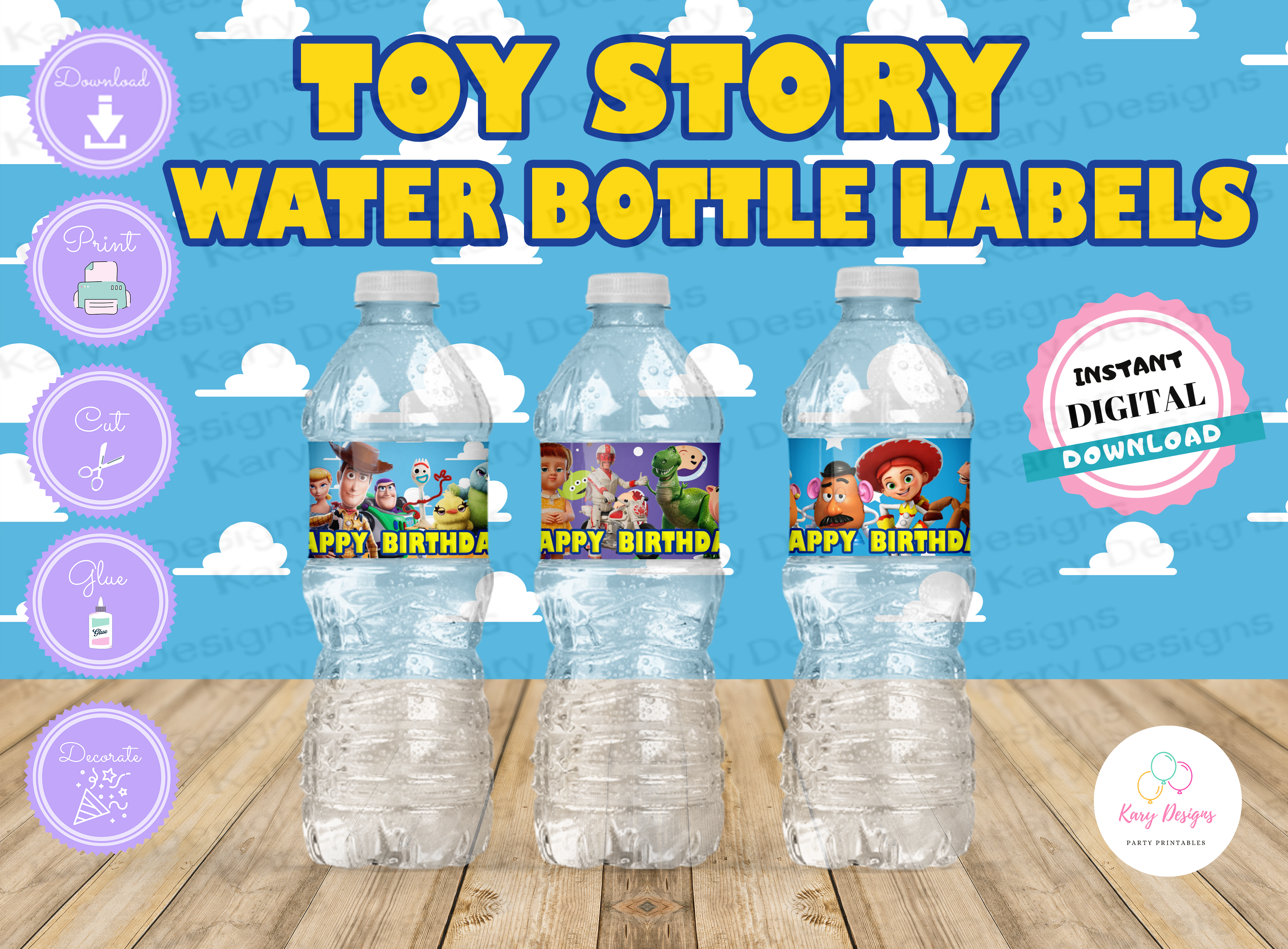 ▷ Toy Story 4 Water Bottle Label: Edit, Download and print