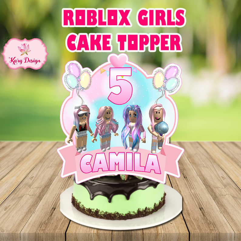 Printable roblox girls cake topper digital file