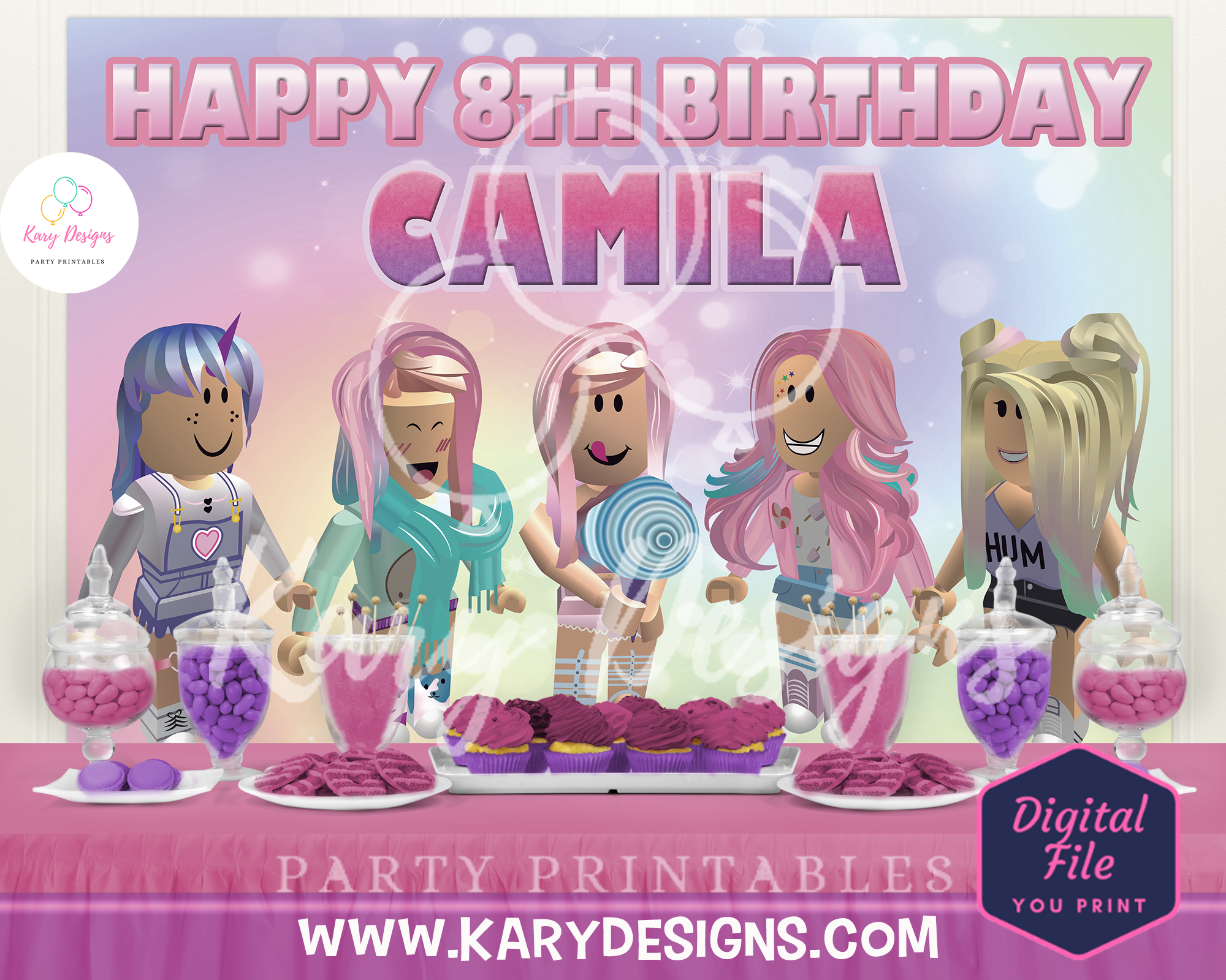 Free Printable Roblox Girl Birthday Banner