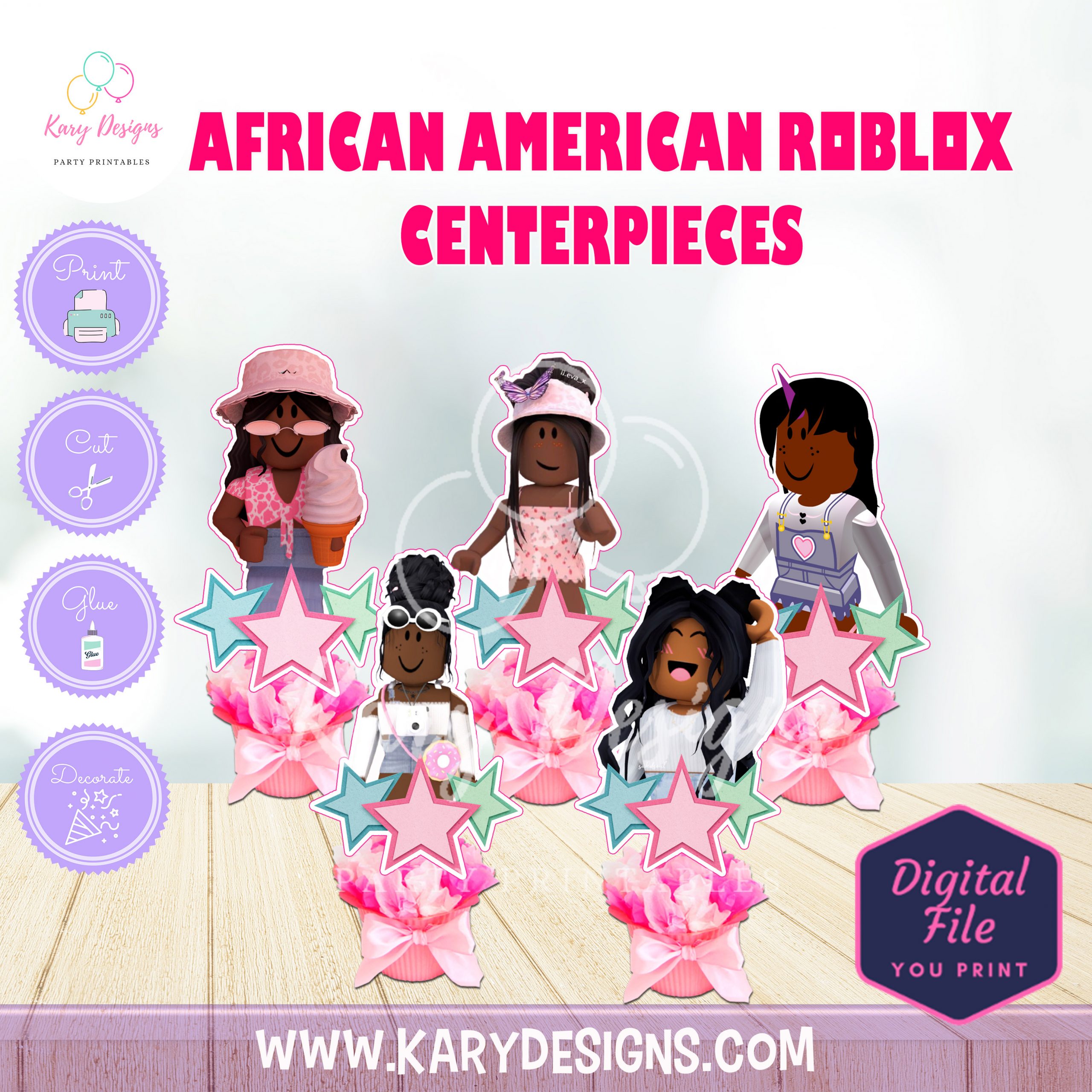 Girl Roblox Dark Skin Printable Package – Party Pieces McAllen