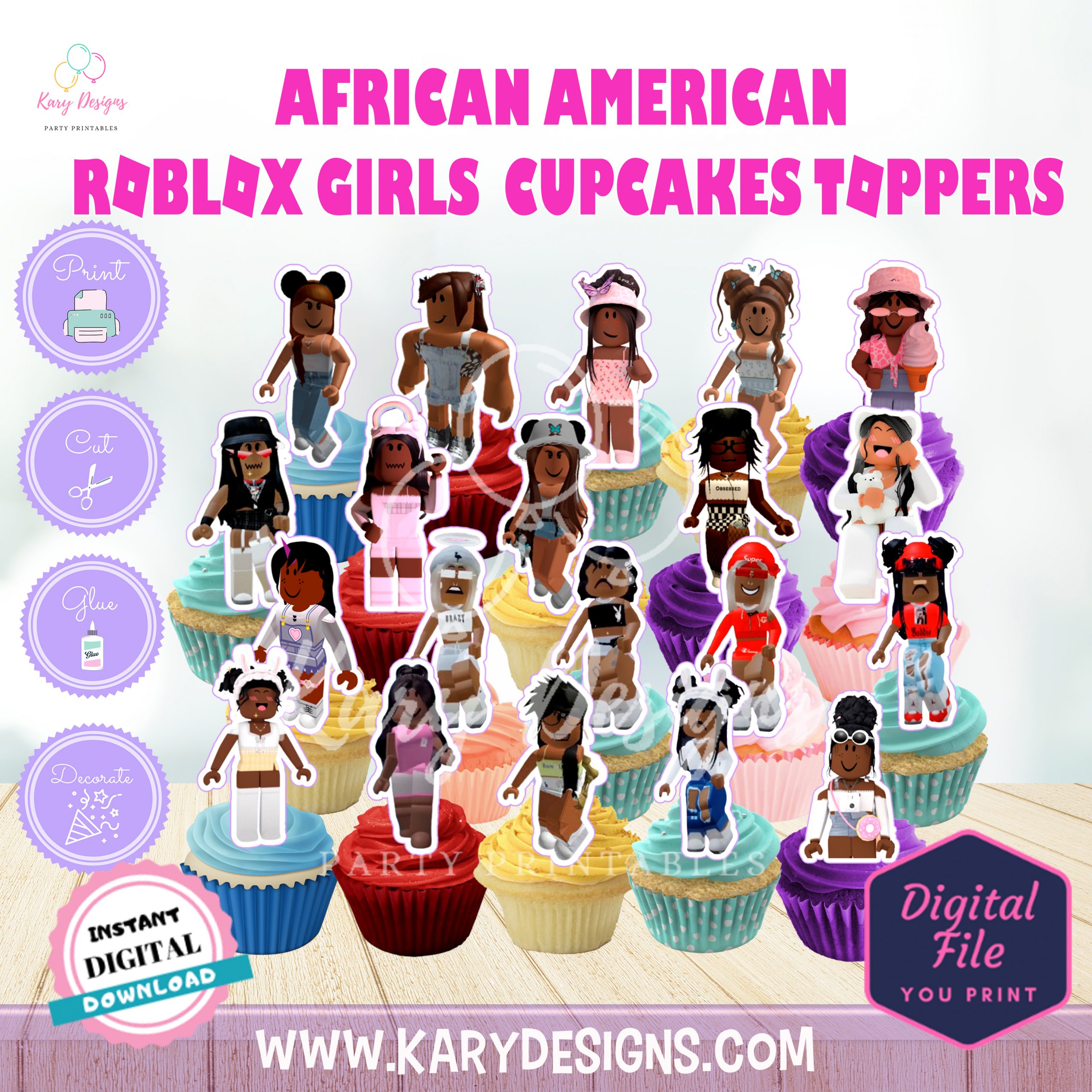 ROBLOX GIRLS WATER BOTTLE LABELS - Kary Designs