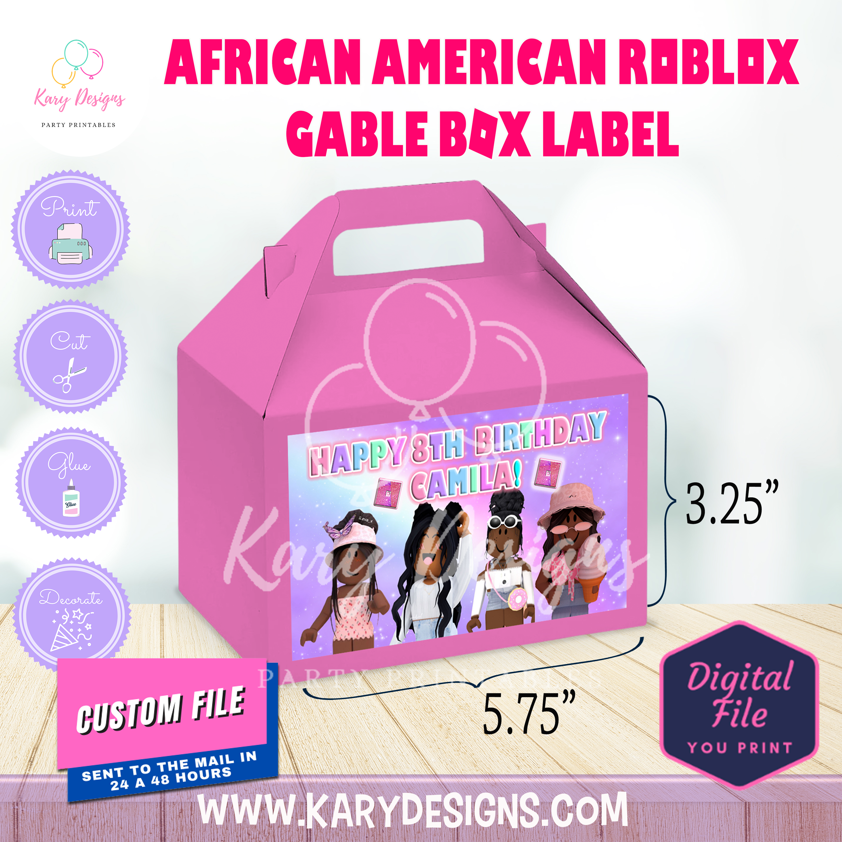 ROBLOX GIRLS WATER BOTTLE LABELS - Kary Designs