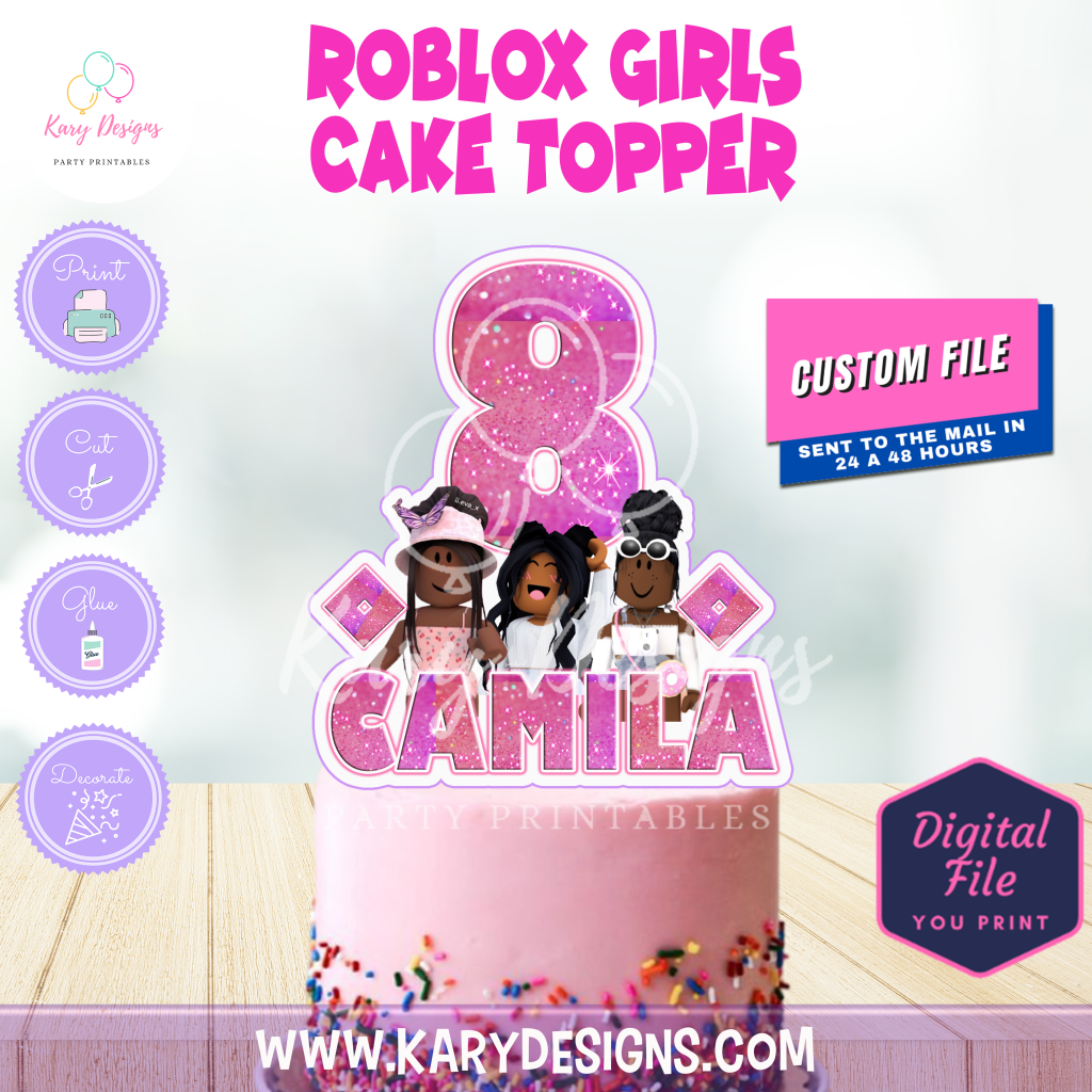 ROBLOX BLACK GIRLS CAKE TOPPER PRINTABLE