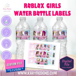 ROBLOX GIRLS WATER BOTTLE LABELS V2 - Kary Designs