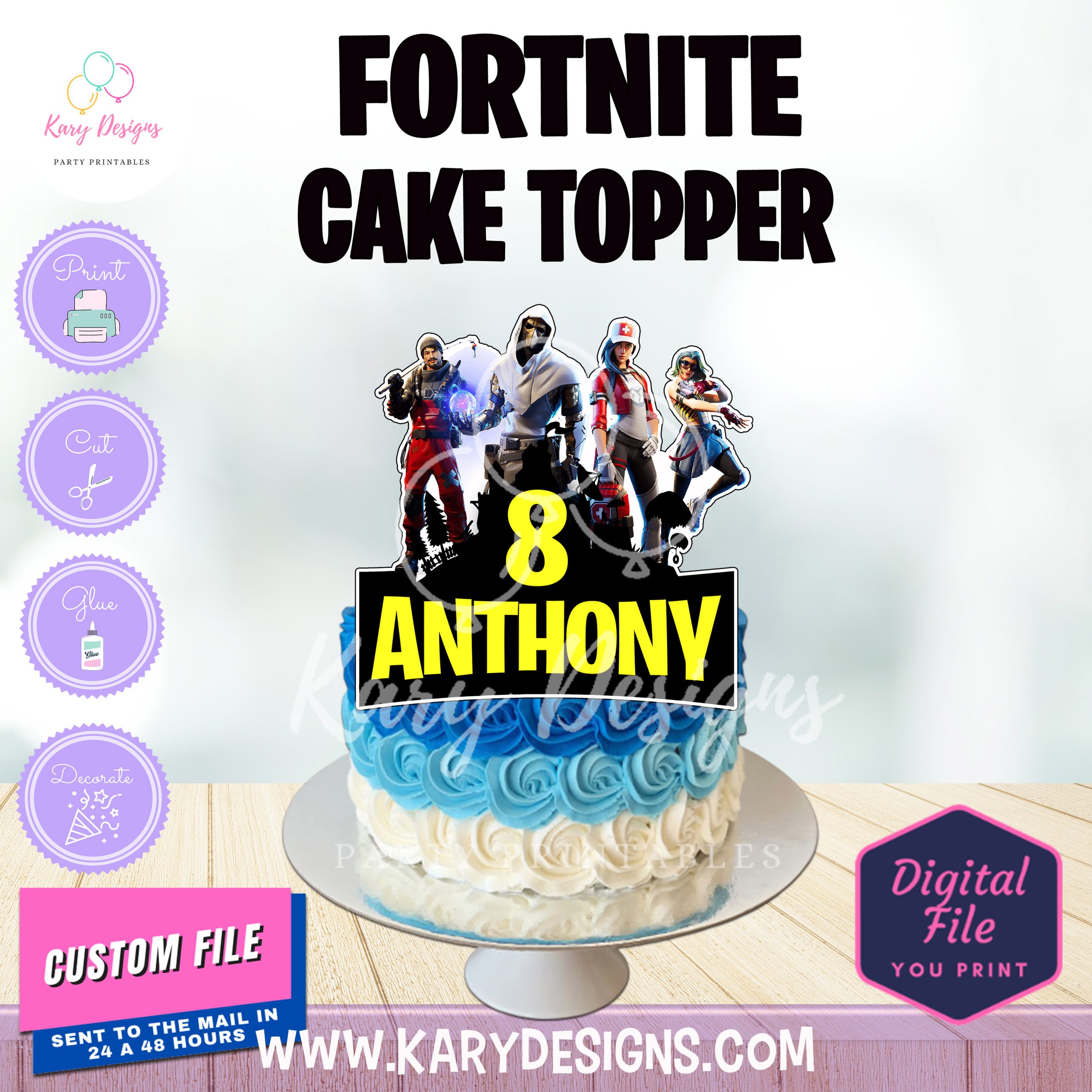 FORTNITE CAKE TOPPER - Kary Designs