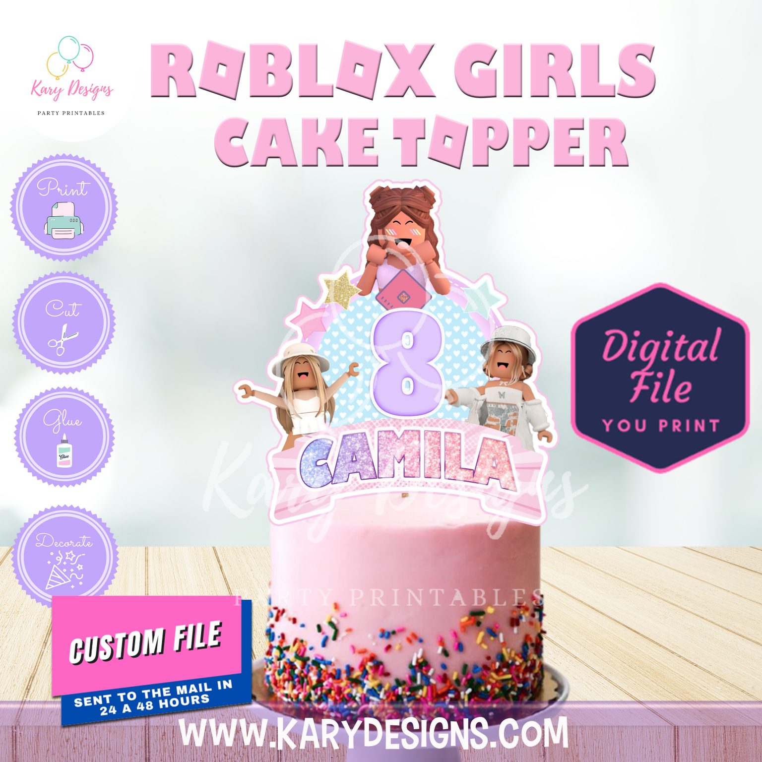 ROBLOX GIRLS CAKE TOPPER V2 - Kary Designs