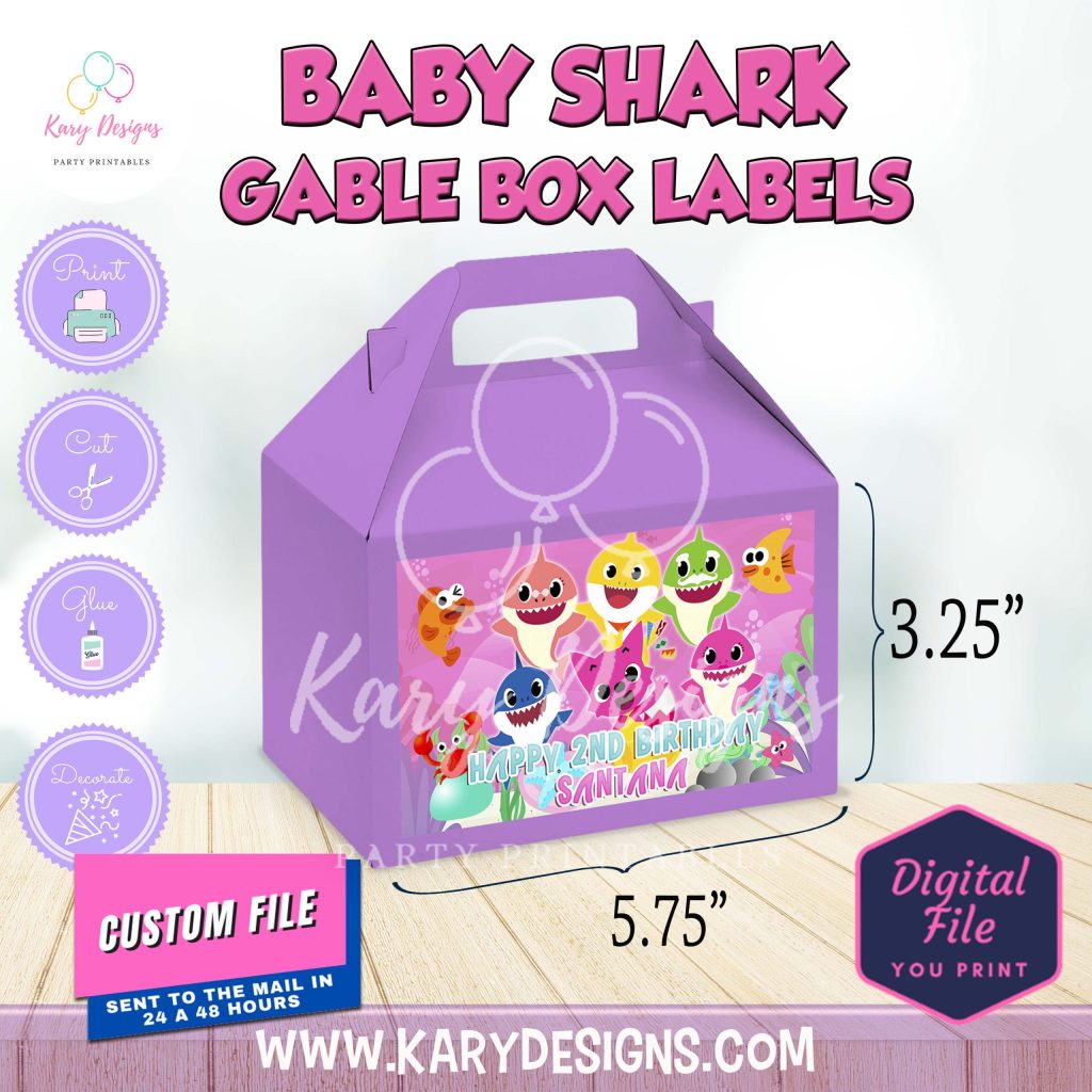printable baby shark gable box labels
