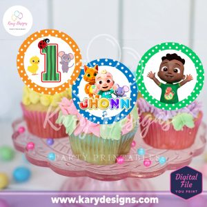 cocomelon birthday printable cupcakes toppers