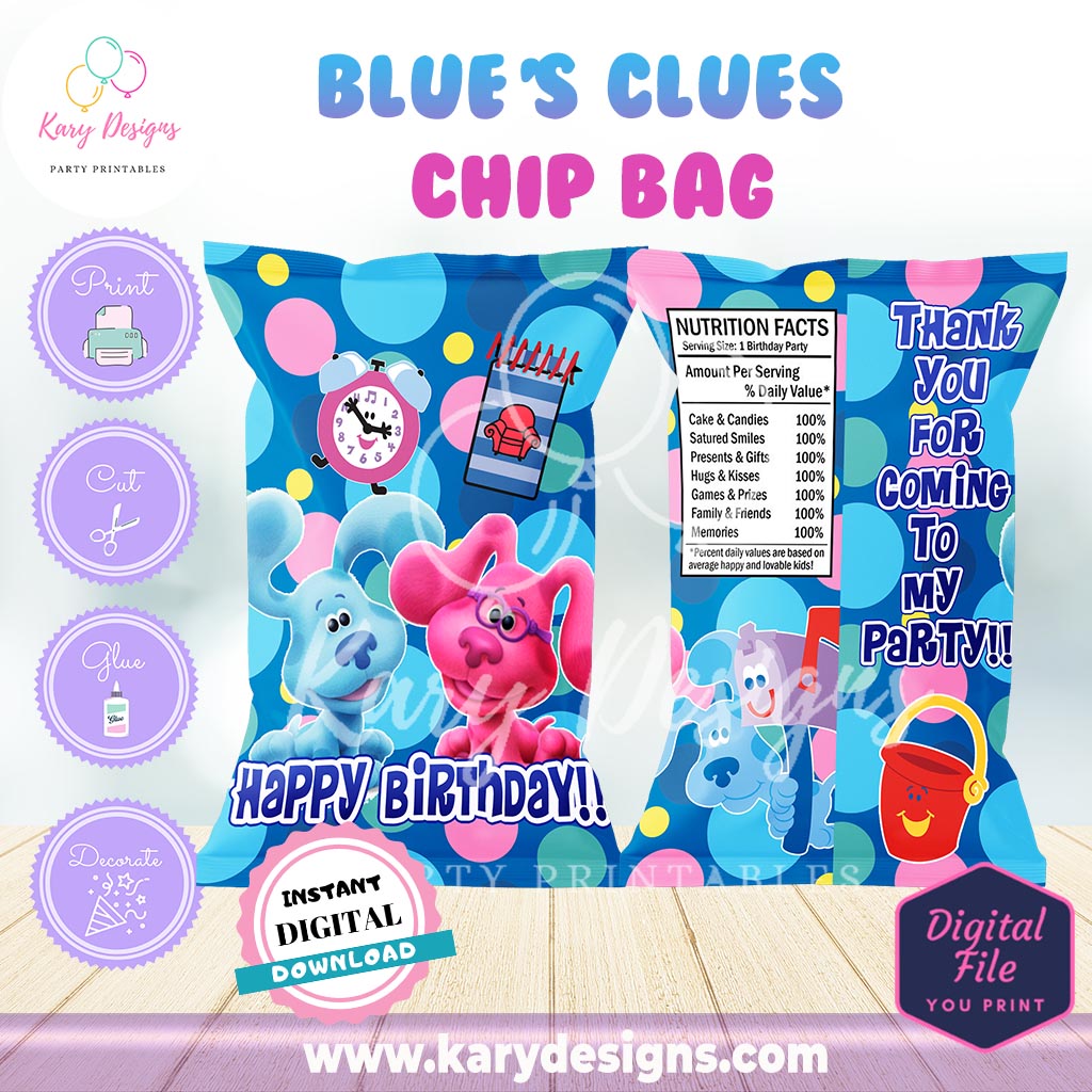 printable blues clues chip bag