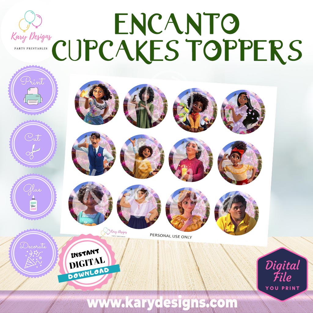 PRINTABLE ENCANTO CUPCAKES TOPPERS INSTANT DOWNLOAD