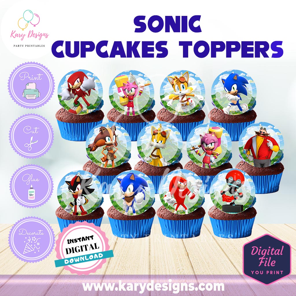 printable sonic cupcakes toppers
