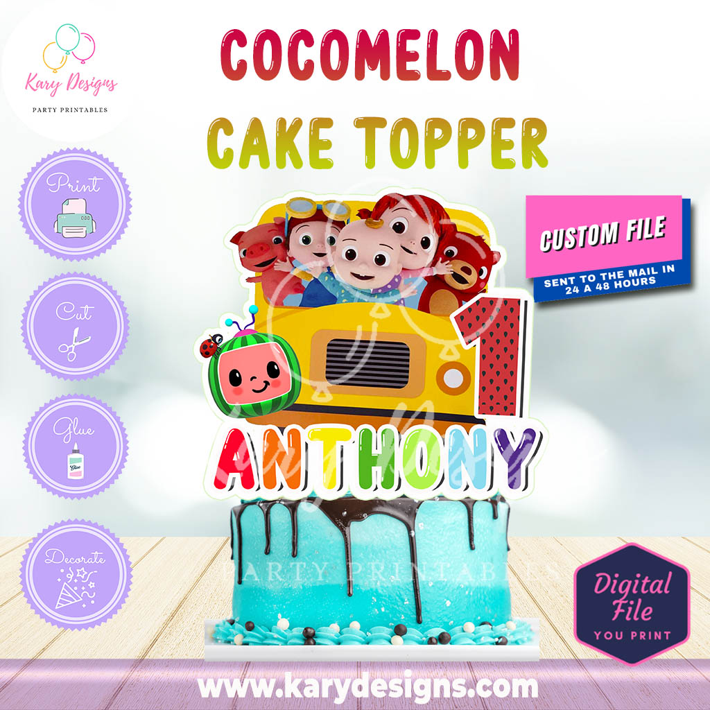 COCOMELON the wheels on the bus cake topper printable