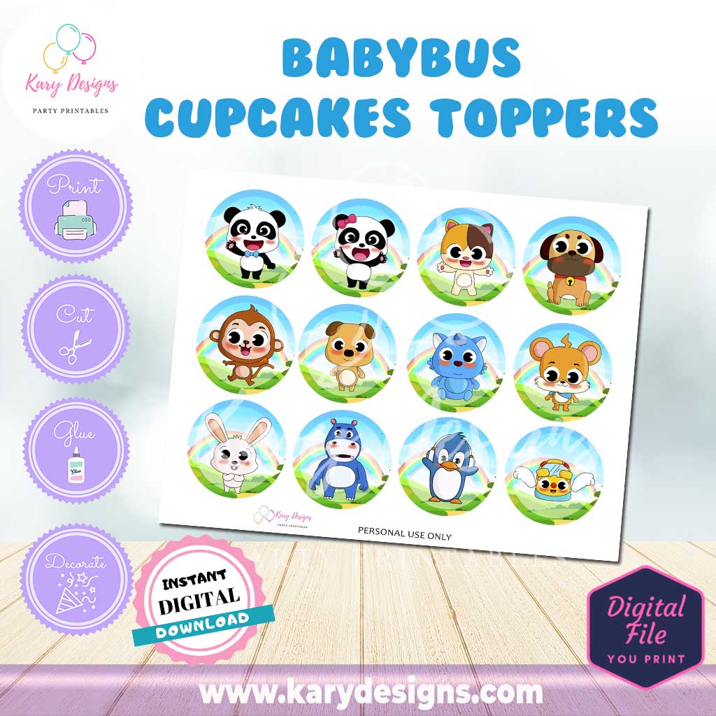 PRINTABLE BABYBUS CUPCAKES TOPPERS