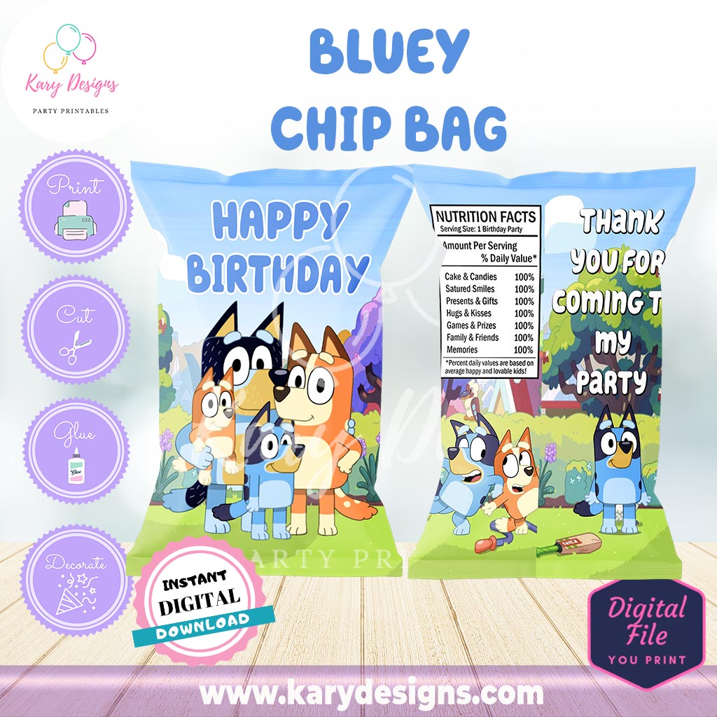 printable bluey chip bag instant download