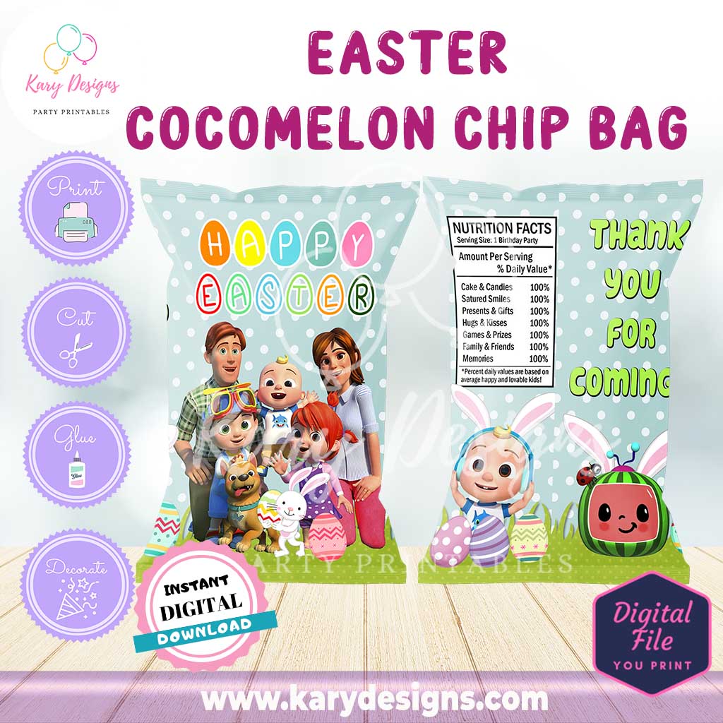 easter cocomelon chip bag printable