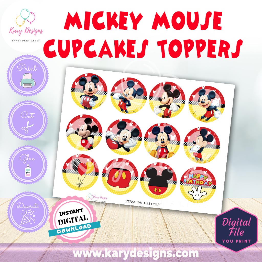 printable mickey mouse cupcakes toppers