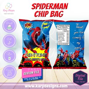 printable spiderman chip bag custom file