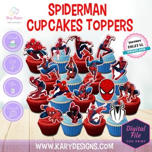 printable spiderman cupcakes toppers