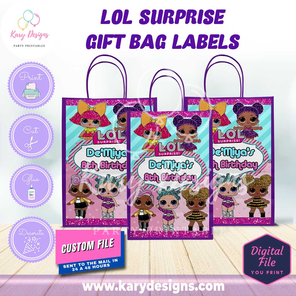 printable lol surprise gift bag labels