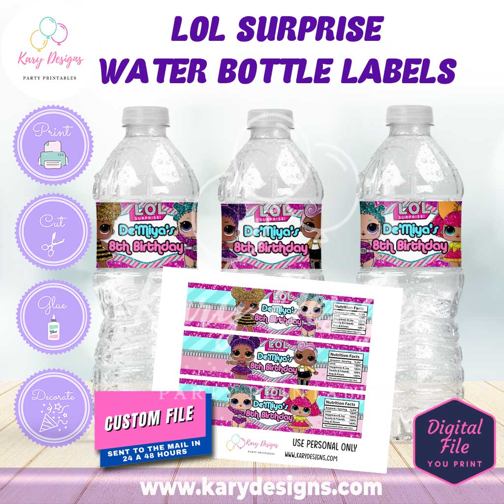 printable lol surprise water bottle labels