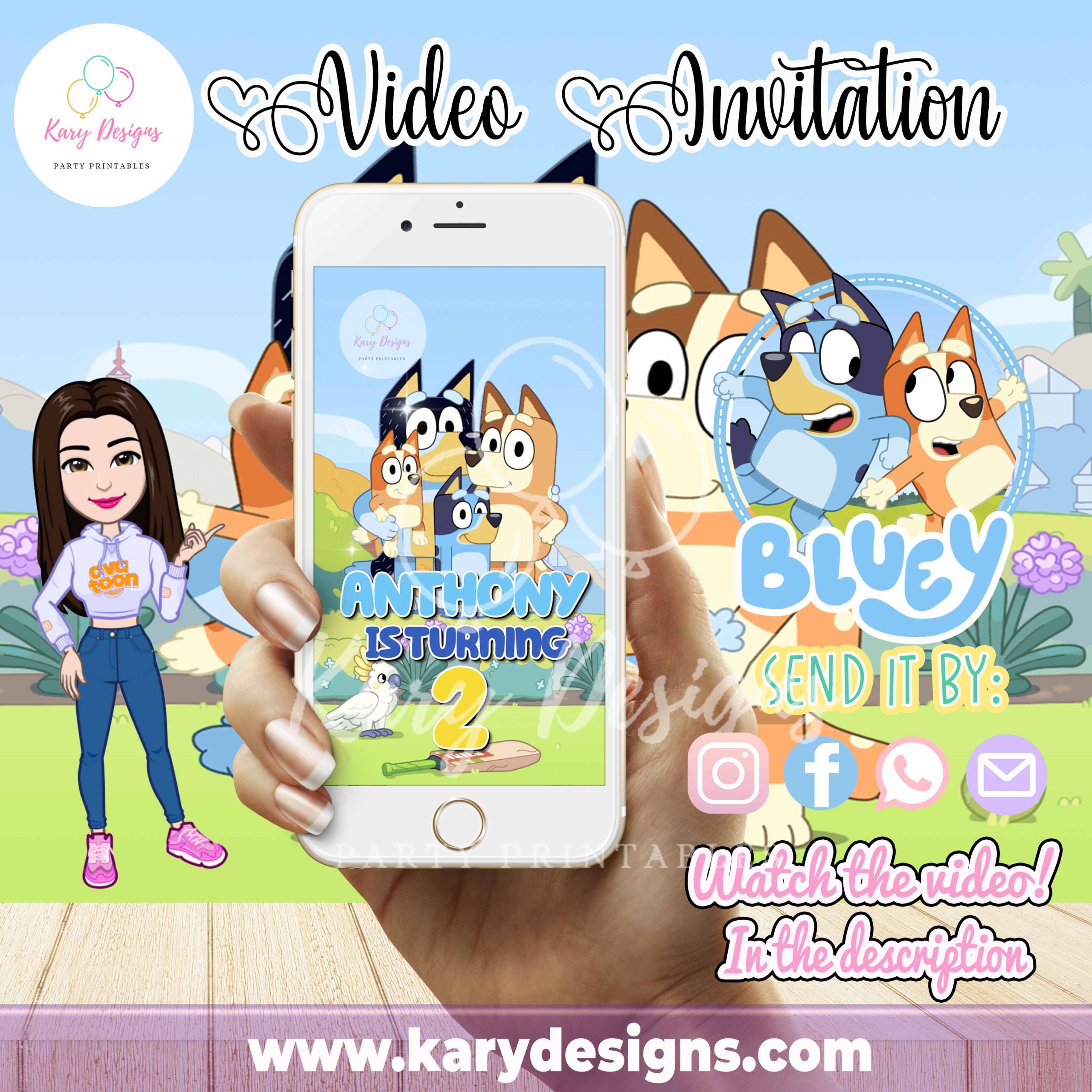 Bluey Birthday Party Video Invitation, Bluey Animated Invite - Inspire  Uplift