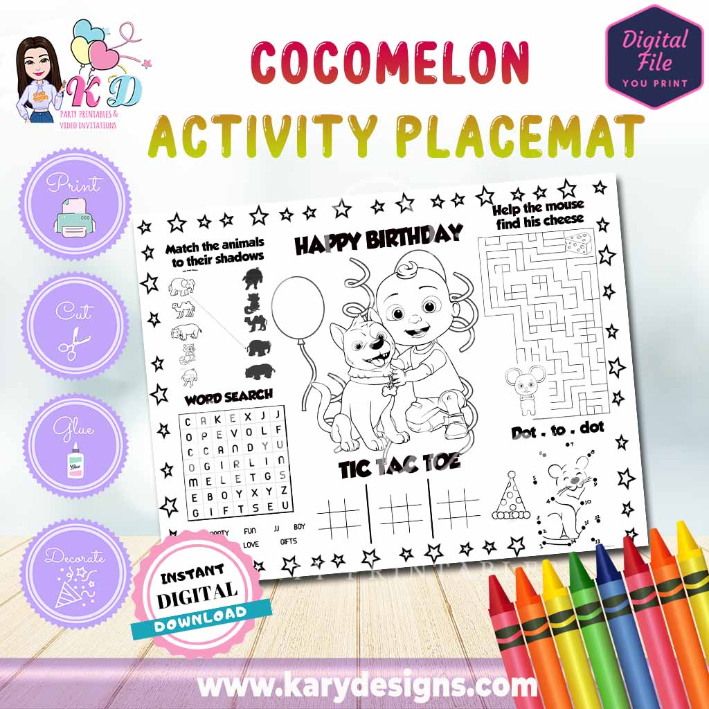 Printable cocomelon activity placemat