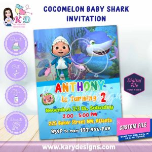 printable cocomelon baby shark invitation
