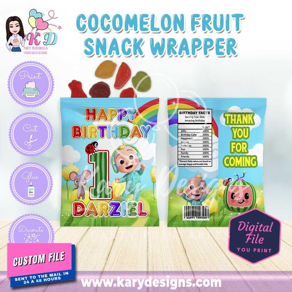 COCOMELON FRUIT SNACK WRAPPER V2 Kary Designs