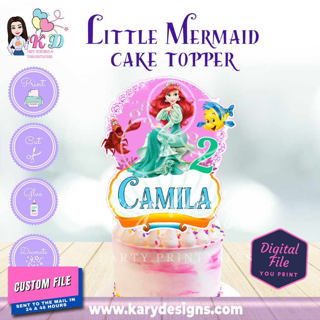 printable little mermaid cake topper