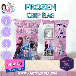 pink frozen movie chip bag