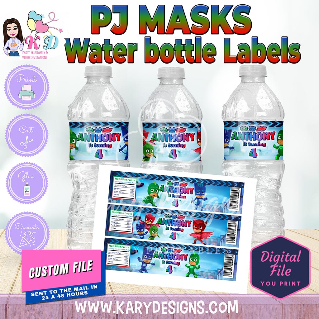 printable pj masks water bottle labels