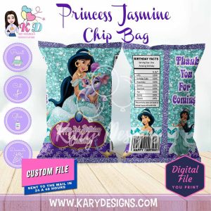printable princess jasmine chip bag