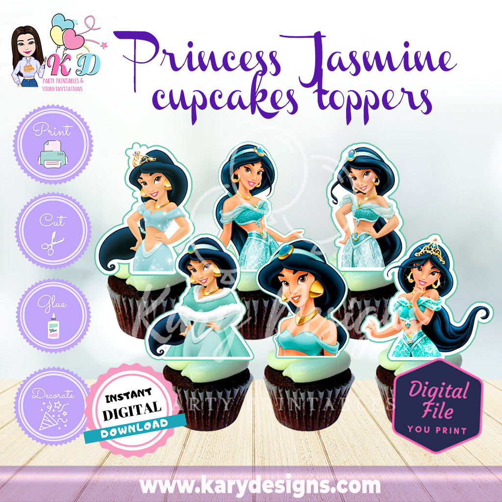 Printable princess jasmine cupcakes toppers