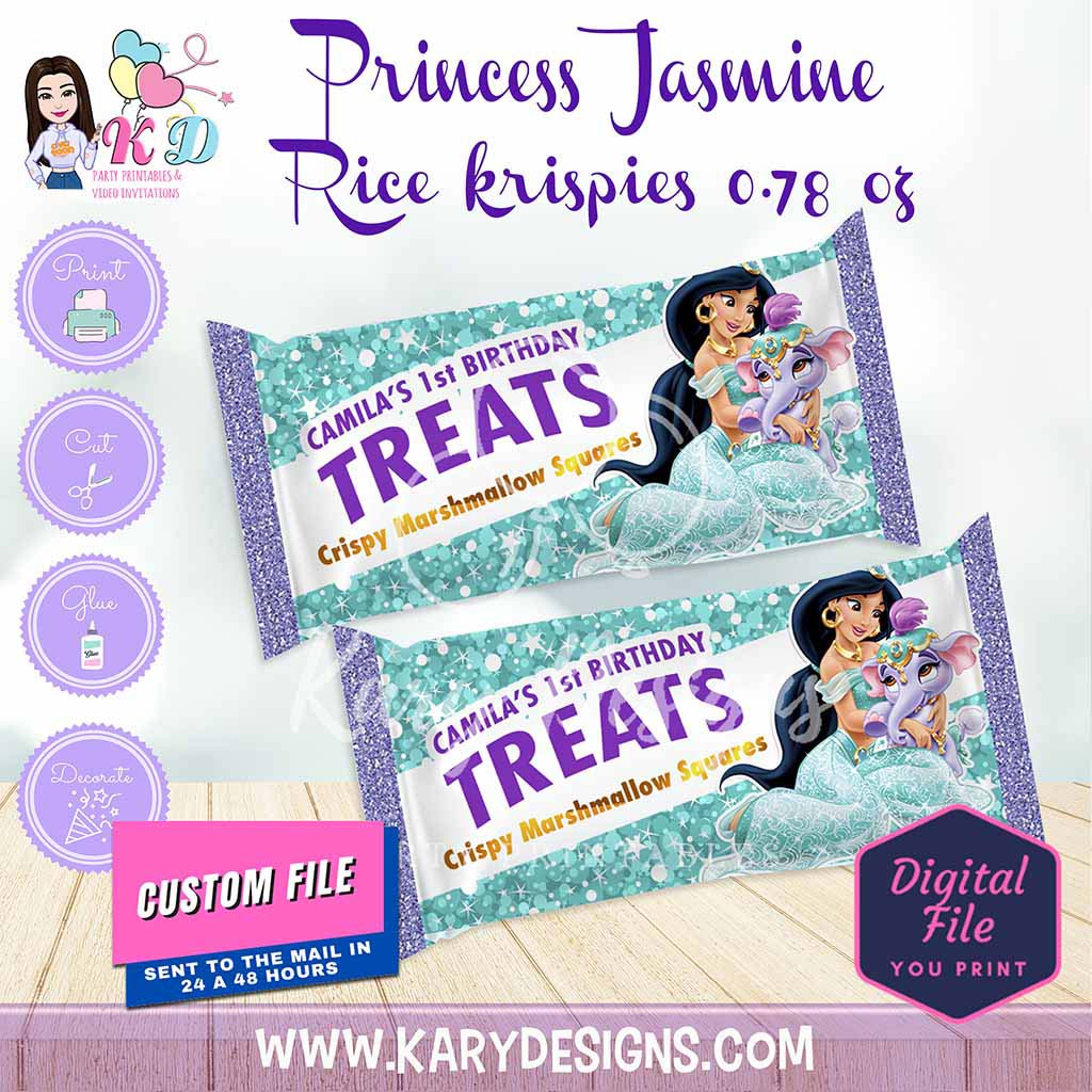 Printable Princess jasmine rice krispies