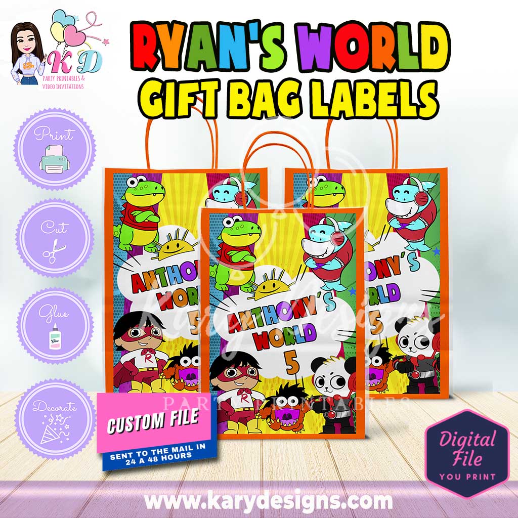PRINTABLE ryan world gift bag labels