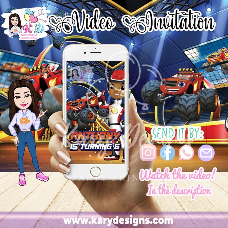 BLAZE AND THE MONSTER MACHINE VIDEO INVITATION - Kary Designs