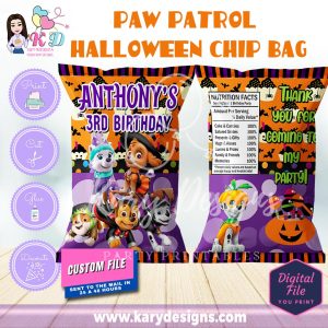 printable paw patrol halloween chip bag