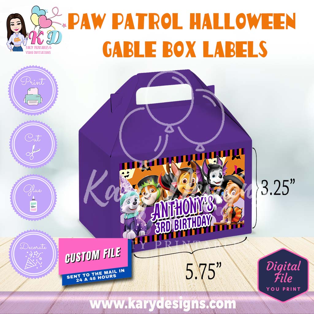 Mulan paw patrol halloween gable box labels