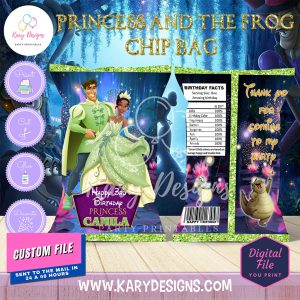 printable princess tiana chip bag