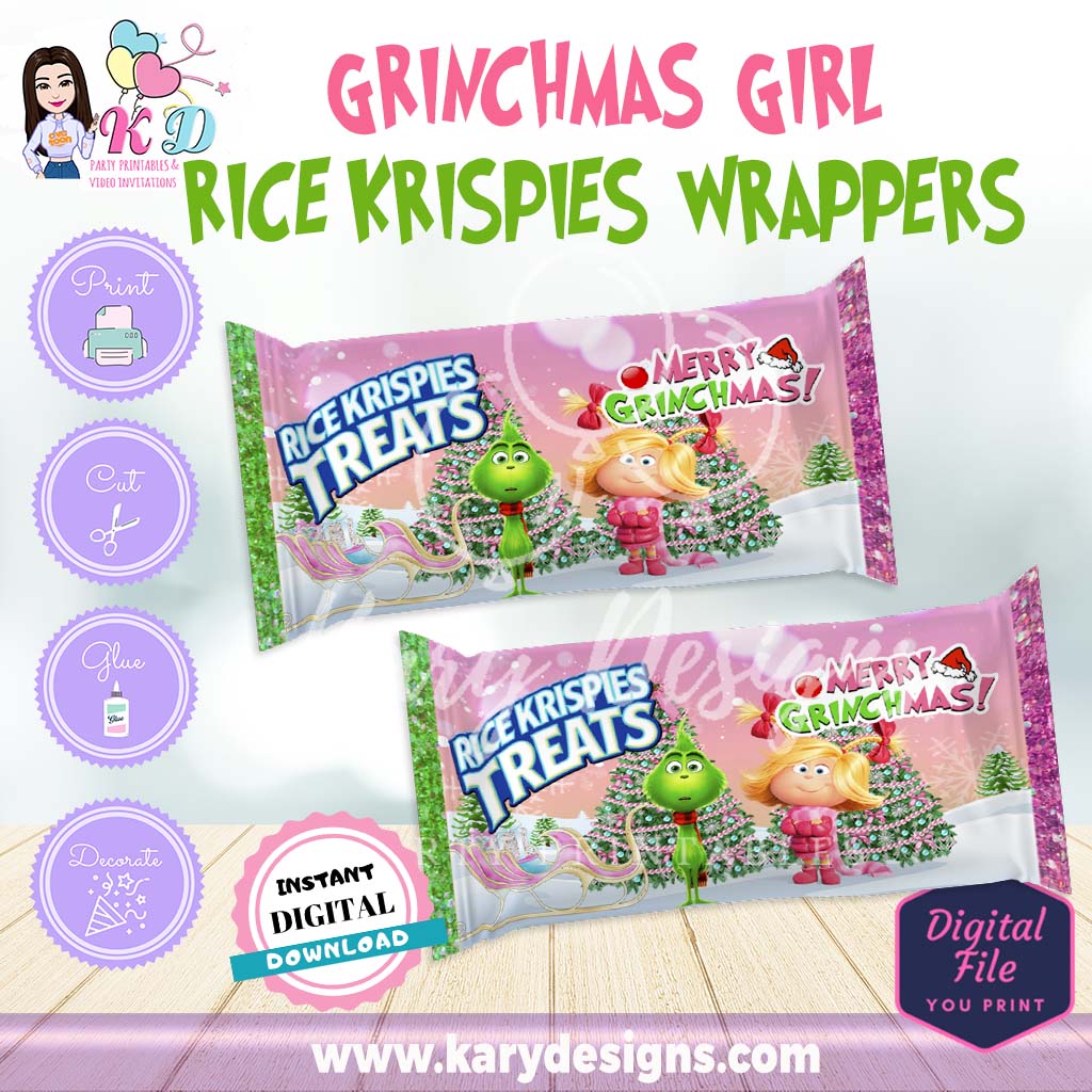 grinch girl rice krispies wrapper