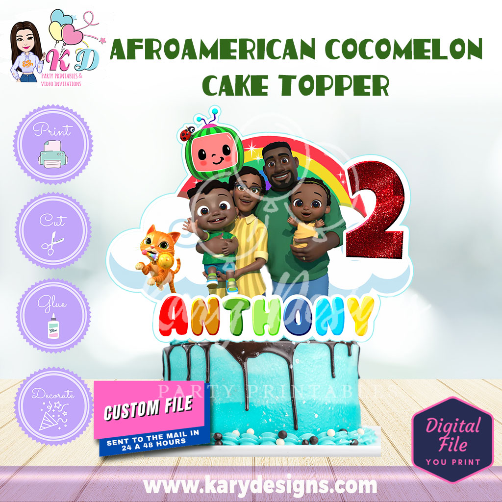 AFRO AMERICAN COCOMELON PRINTABLE CAKE TOPPER