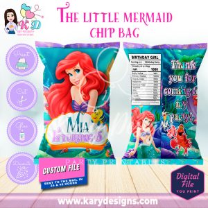 printable the little mermaid chip bag